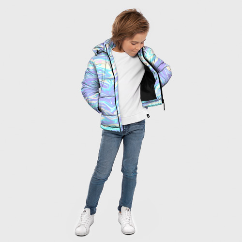 Зимняя куртка для мальчиков 3D с принтом Абстрактные извилистые линии, вид сбоку #3