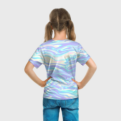 Детская футболка 3D с принтом Абстрактные извилистые линии, вид сзади #2