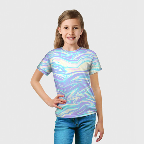 Детская футболка 3D с принтом Абстрактные извилистые линии, вид сбоку #3