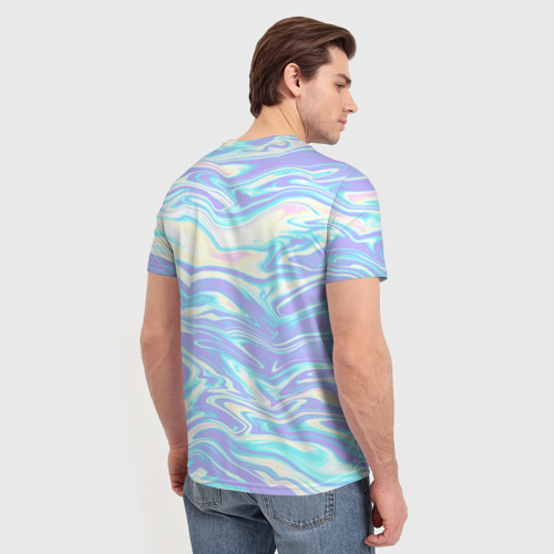 Мужская футболка 3D с принтом Абстрактные извилистые линии, вид сзади #2
