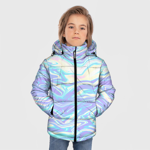 Зимняя куртка для мальчиков 3D с принтом Абстрактные извилистые линии, фото на моделе #1