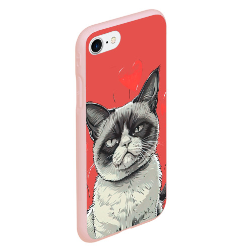 Чехол для iPhone 7/8 матовый с принтом Недовольный кот на день святого Валентина, вид сбоку #3