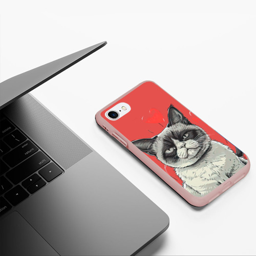 Чехол для iPhone 7/8 матовый с принтом Недовольный кот на день святого Валентина, фото #5