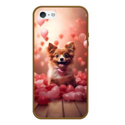 Чехол для iPhone 5/5S матовый Маленькая собачка в сердечках