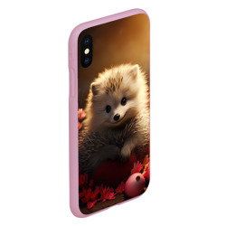 Чехол для iPhone XS Max матовый Милый  ежик в цветах - фото 2