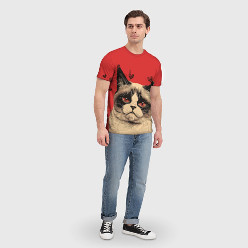 Мужская футболка 3D Недовольный кот антивалентин, цвет 3D печать - фото 5