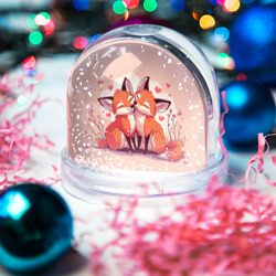 Игрушка Снежный шар Влюбленные рыжие лисички - фото 2