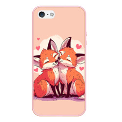 Чехол для iPhone 5/5S матовый Влюбленные рыжие лисички