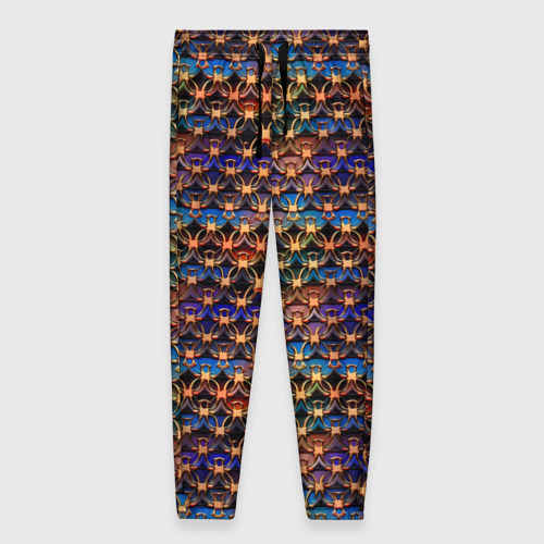 Женские брюки 3D с принтом Разноцветный паттерн с золотыми значками, вид спереди #2