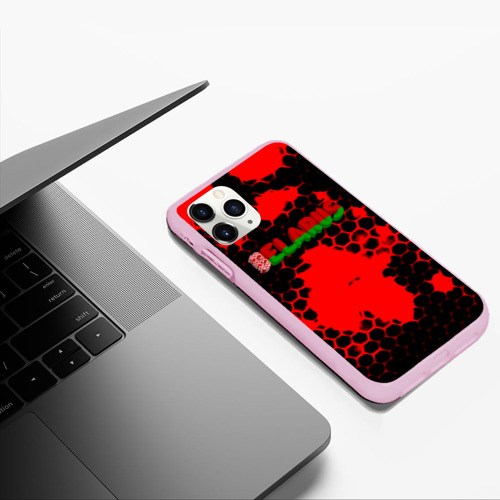 Чехол для iPhone 11 Pro Max матовый с принтом Belarus краски соты, фото #5