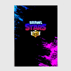 Постер Brawl stars неон краски лого