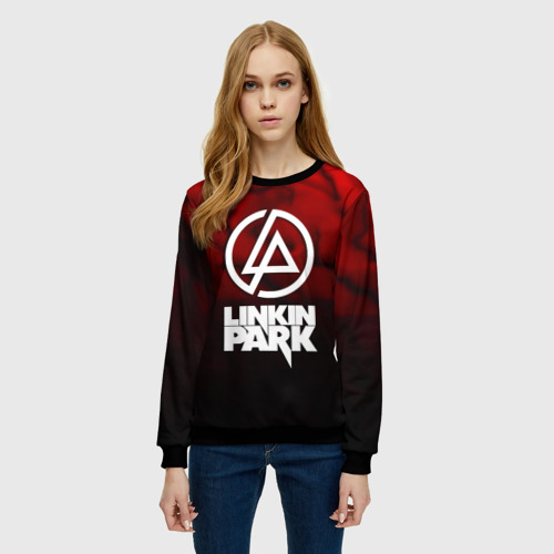 Женский свитшот 3D с принтом Linkin park strom честер, фото на моделе #1