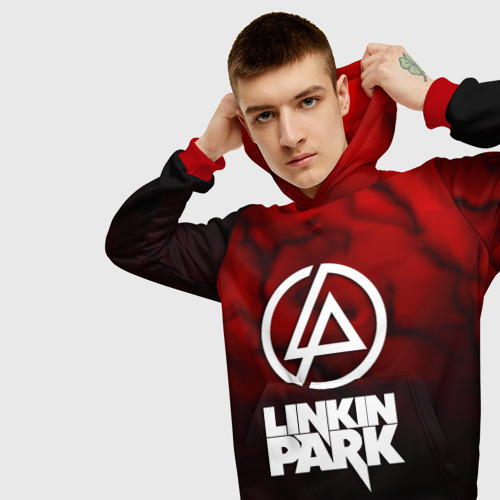 Мужская толстовка 3D Linkin park strom честер, цвет красный - фото 5