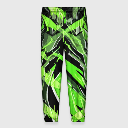 Мужские брюки 3D Камень и зелёные полосы, цвет 3D печать - фото 2