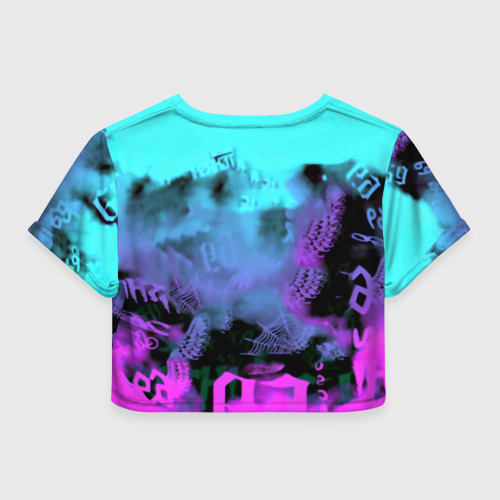 Женская футболка Crop-top 3D 6ix9ine neon, цвет 3D печать - фото 2