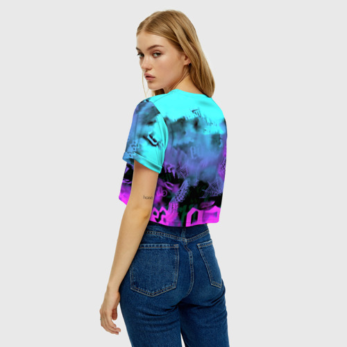 Женская футболка Crop-top 3D 6ix9ine neon, цвет 3D печать - фото 5