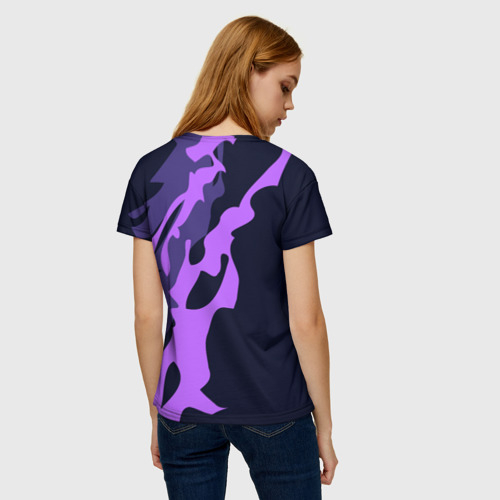 Женская футболка 3D Фиолетовый волк в доспехах, цвет 3D печать - фото 4
