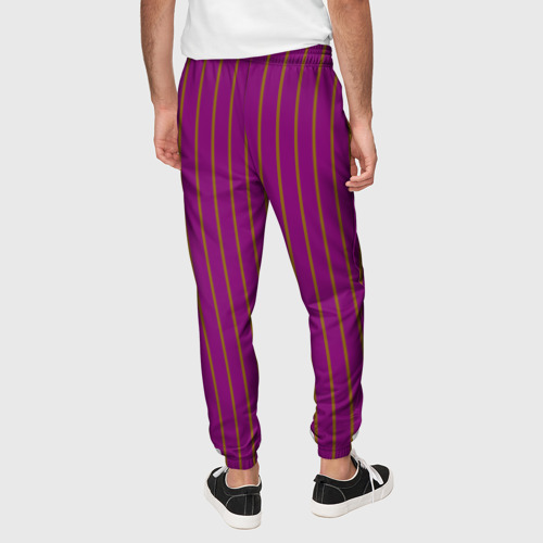 Мужские брюки 3D Бордовый в тонкую полоску, цвет 3D печать - фото 5