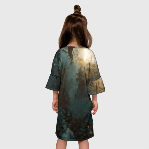 Детское платье 3D с принтом Карпы в пруду, вид сзади #2