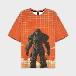 Мужская футболка oversize 3D Воин в броне Братства Стали