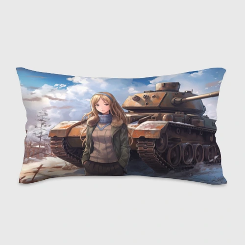 Подушка 3D антистресс Русская боевая девушка на фоне танка