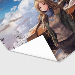 Бумага для упаковки 3D Русская боевая девушка на фоне танка - фото 2
