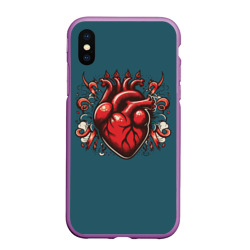 Чехол для iPhone XS Max матовый Татуировка с красным человеческим сердцем