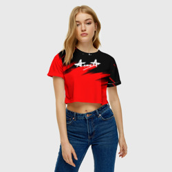 Женская футболка Crop-top 3D Алиса рок краски - фото 2