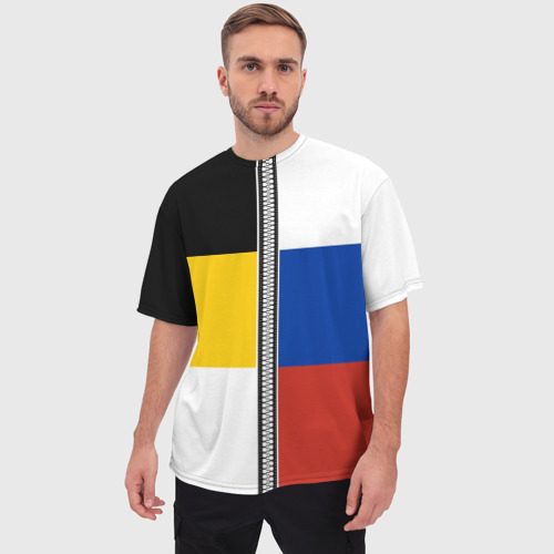 Мужская футболка oversize 3D Россия - патриот, цвет 3D печать - фото 3