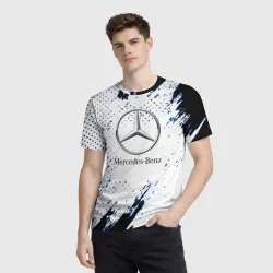 Мужская футболка 3D Mercedes benz авто текстура - фото 2