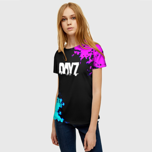 Женская футболка 3D Dayz неоновые краски шутер, цвет 3D печать - фото 3