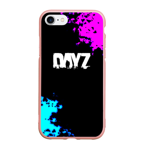 Чехол для iPhone 7/8 матовый с принтом Dayz неоновые краски шутер, вид спереди #2