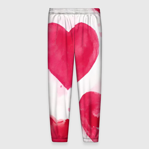 Мужские брюки 3D Акварельные красные сердечки, цвет 3D печать - фото 2