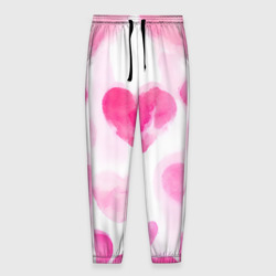 Мужские брюки 3D Акварельные розовые сердечки