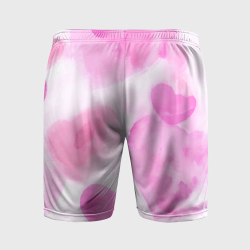 Мужские шорты спортивные Розовые сердечки акварель, цвет 3D печать - фото 2