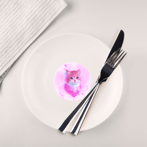 Тарелка Кошка с розовым сердечком - фото 2