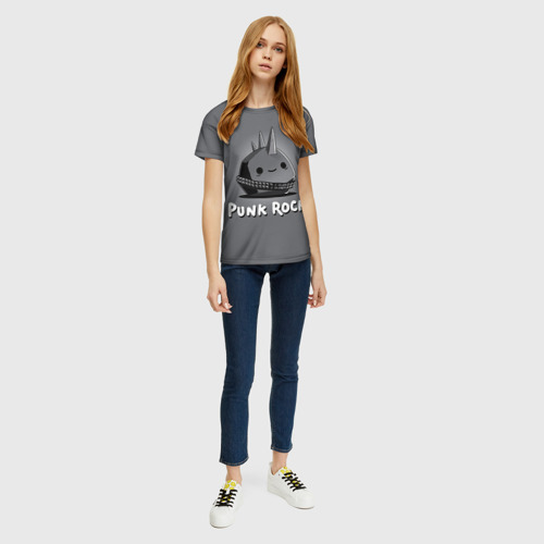 Женская футболка 3D с принтом Камень панк, вид сбоку #3