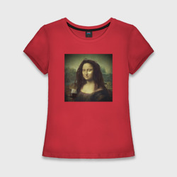 Женская футболка хлопок Slim Уставшая Мона Лиза