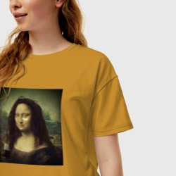 Женская футболка хлопок Oversize Уставшая Мона Лиза - фото 2