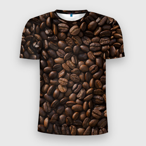Мужская футболка 3D Slim Тёмные зерна кофе текстура паттерновая, цвет 3D печать