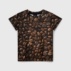 Детская футболка 3D Тёмные зерна кофе текстура паттерновая