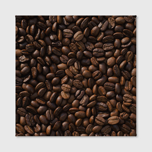 Холст квадратный Тёмные зерна кофе текстура паттерновая, цвет 3D печать - фото 2