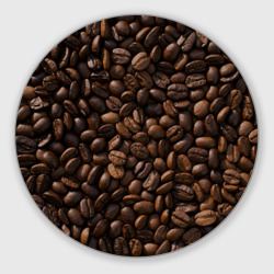 Круглый коврик для мышки Тёмные зерна кофе текстура паттерновая