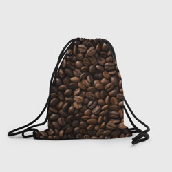 Рюкзак-мешок 3D Тёмные зерна кофе текстура паттерновая