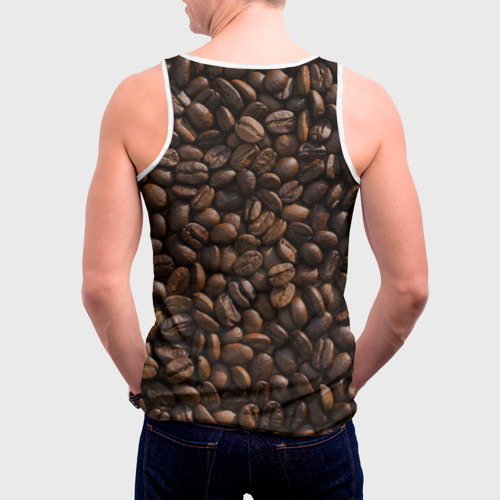 Мужская майка 3D Тёмные зерна кофе текстура паттерновая, цвет 3D печать - фото 4