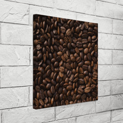 Холст квадратный Тёмные зерна кофе текстура паттерновая - фото 2
