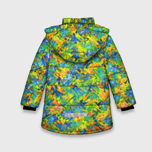 Зимняя куртка для девочек 3D с принтом Абстрактный акварельный эффект, вид сзади #1