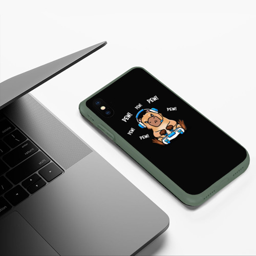 Чехол для iPhone XS Max матовый с принтом Capybara gamer, фото #5