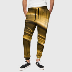Холодные золотые волны – Мужские брюки 3D с принтом купить