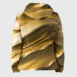 Куртка с принтом Холодные золотые волны для женщины, вид сзади №1. Цвет основы: белый